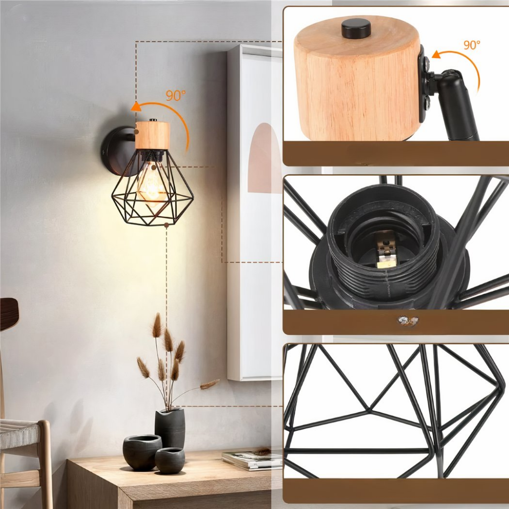 Petite applique murale bois et métal