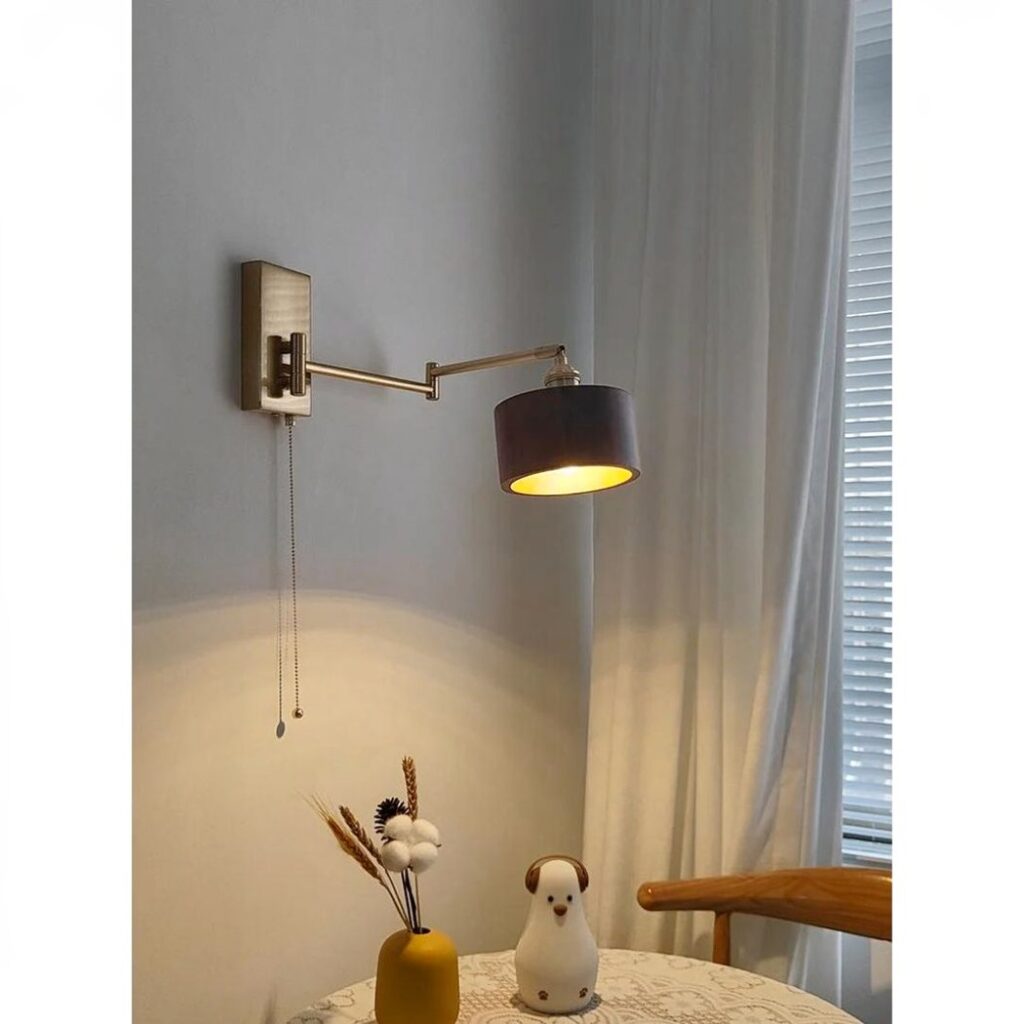 Applique Murale 4 Lumières Style Rustique - Bois Et Métal - Abat-jour élégant - Éclairage Salon Chambre