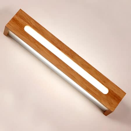 Applique murale rectangulaire en bois pour intérieur sur fond marron clair